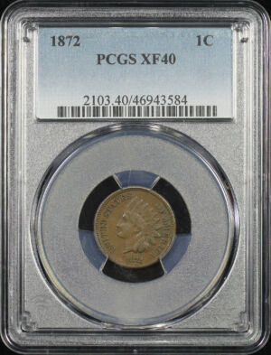 Obverse of this 1872 Indian Cent PCGS XF-40