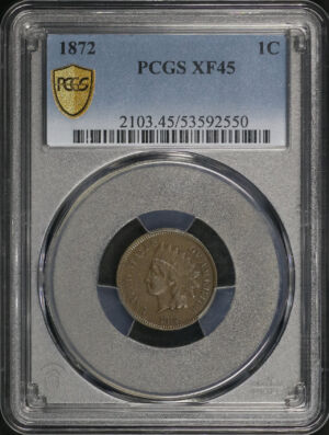 Obverse of this 1872 Indian Cent PCGS XF-45 BN