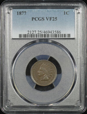 Obverse of this 1877 Indian Cent PCGS VF-25 BN