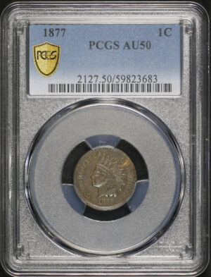 Obverse of this 1877 Indian Cent PCGS AU-50 BN