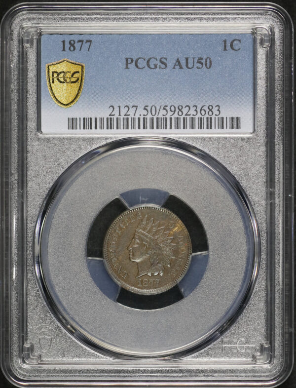 Obverse of this 1877 Indian Cent PCGS AU-50 BN