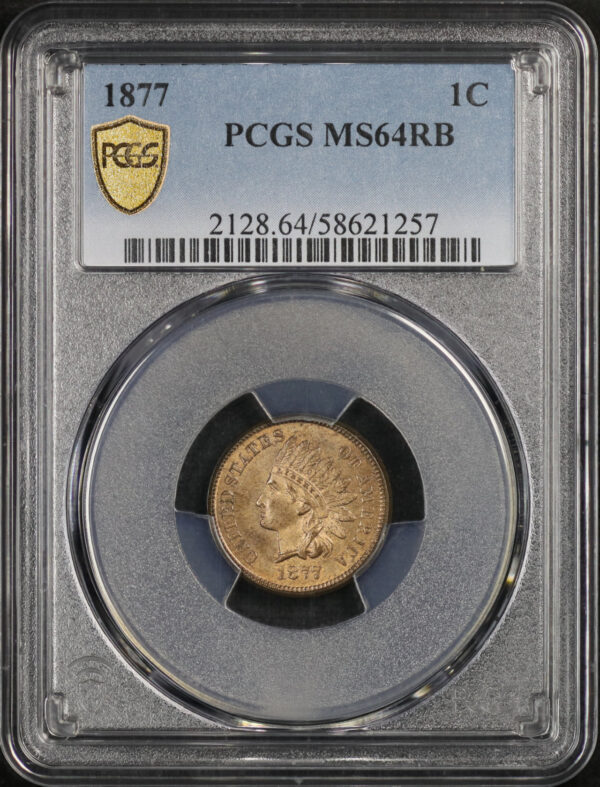 Obverse of this 1877 Indian Cent PCGS MS-64 RB