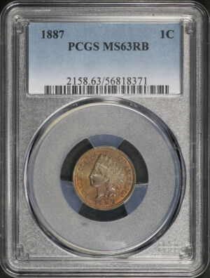 Obverse of this 1887 Indian Cent PCGS MS-63 RB