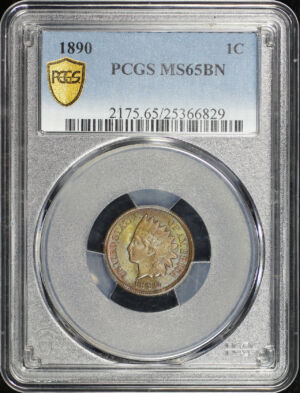 Obverse of this 1890 Indian Cent PCGS MS-65 BN
