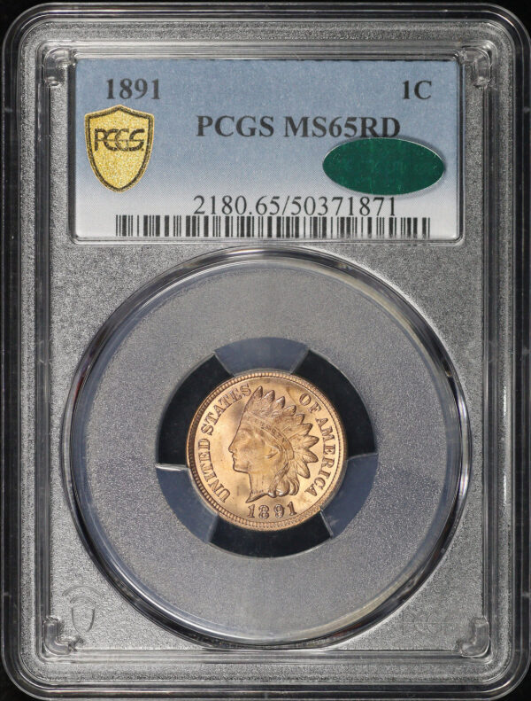 Obverse of this 1891 Indian Cent PCGS MS-65 RD CAC