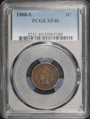 Obverse of this 1908-S Indian Cent PCGS XF-40 BN