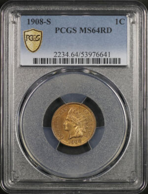 Obverse of this 1908-S Indian Cent PCGS MS-64 RD