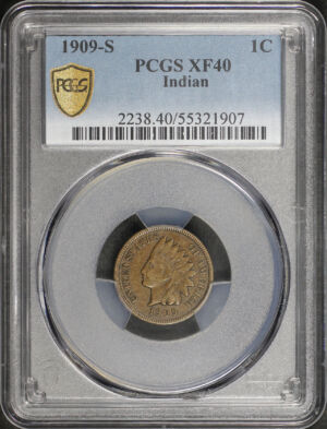 Obverse of this 1909-S Indian Cent PCGS XF-40 BN