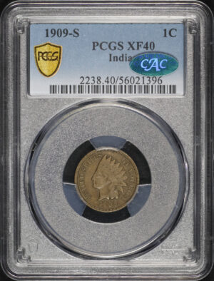 Obverse of this 1909-S Indian Cent PCGS XF-40 BN CAC