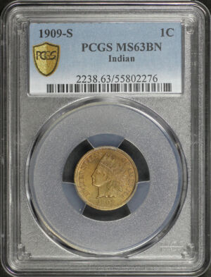 Obverse of this 1909-S Indian Cent PCGS MS-63 BN