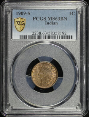 Obverse of this 1909-S Indian Cent PCGS MS-63 BN
