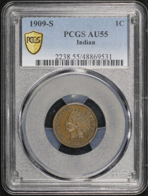 Obverse of this 1909-S Indian Cent PCGS AU-55 BN