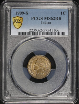 Obverse of this 1909-S Indian Cent PCGS MS-62 RB