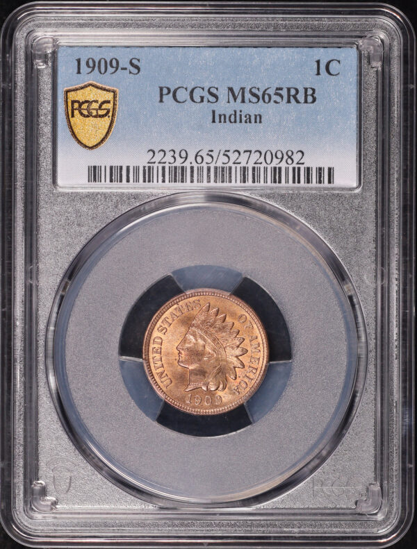 Obverse of this 1909-S Indian Cent PCGS MS-65 RB
