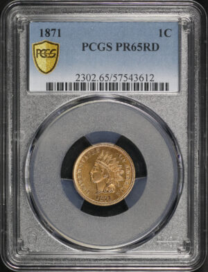 Obverse of this 1871 Indian Cent PCGS PR-65 RD