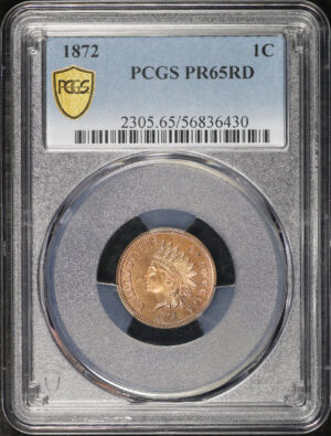 Obverse of this 1872 Indian Cent PCGS PR-65 RD