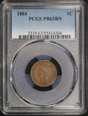 Obverse of this 1884 Indian Cent PCGS PR-63 BN