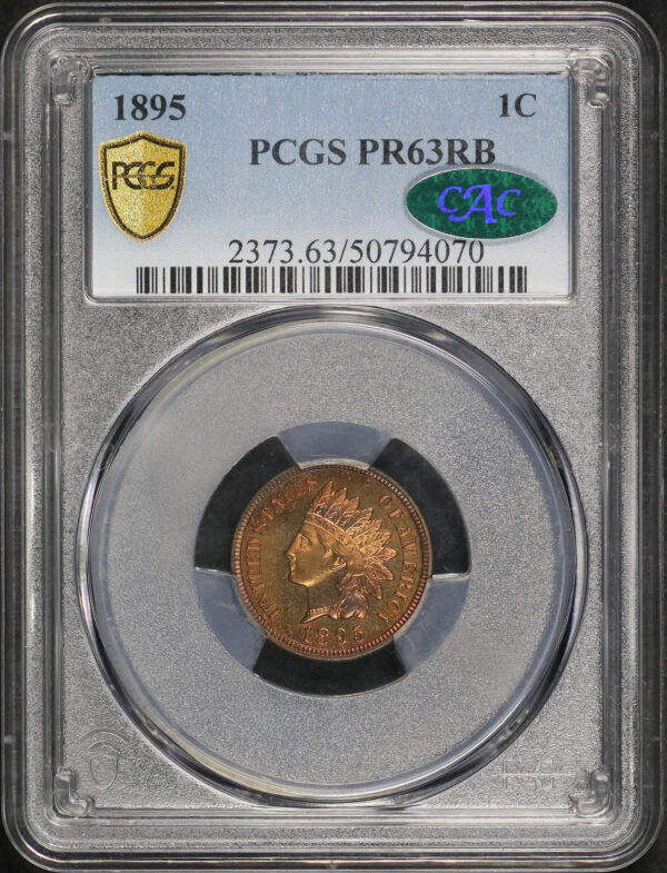 Obverse of this 1895 Indian Cent PCGS PR-63 RB CAC
