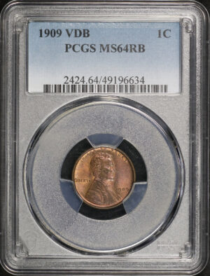 Obverse of this 1909 Lincoln Cent Wheat Reverse PCGS MS-64 RB