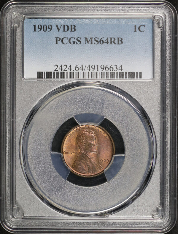 Obverse of this 1909 Lincoln Cent Wheat Reverse PCGS MS-64 RB