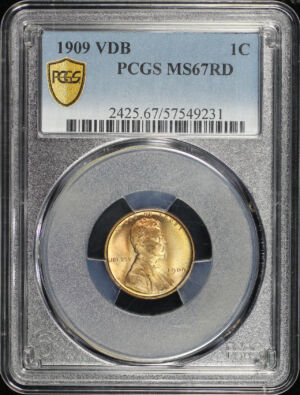 Obverse of this 1909 VDB Lincoln Cent Wheat Reverse PCGS MS-67 RD