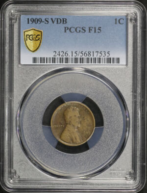 Obverse of this 1909-S VDB Lincoln Cent Wheat Reverse PCGS F-15