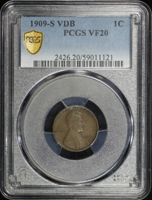 Obverse of this 1909-S VDB Lincoln Cent Wheat Reverse PCGS VF-20 BN