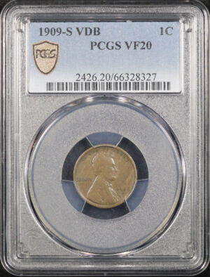 Obverse of this 1909-S VDB Lincoln Cent Wheat Reverse PCGS VF-20