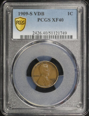 Obverse of this 1909-S VDB Lincoln Cent Wheat Reverse PCGS XF-40 BN