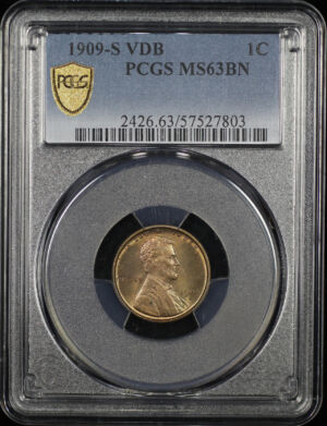 Obverse of this 1909-S VDB Lincoln Cent Wheat Reverse PCGS MS-63 BN