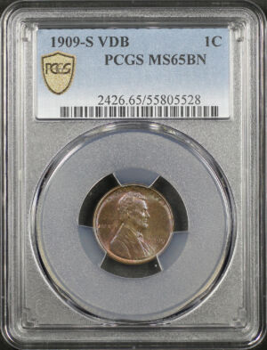Obverse of this 1909-S VDB Lincoln Cent Wheat Reverse PCGS MS-65 BN