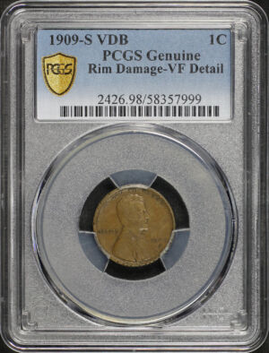 Obverse of this 1909-S VDB Lincoln Cent Wheat Reverse PCGS VF Details Damaged