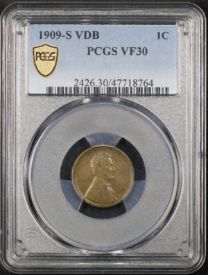 Obverse of this 1909-S Lincoln Cent Wheat Reverse PCGS VF-30 BN