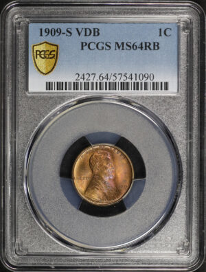 Obverse of this 1909-S VDB Lincoln Cent Wheat Reverse PCGS MS-64 RB