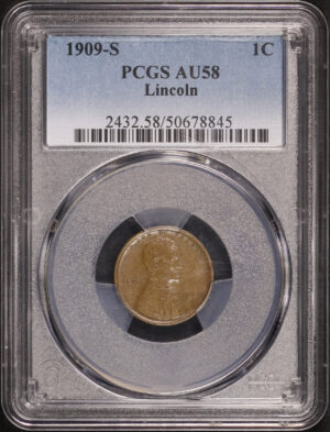 Obverse of this 1909-S Lincoln Cent Wheat Reverse PCGS AU-58 BN
