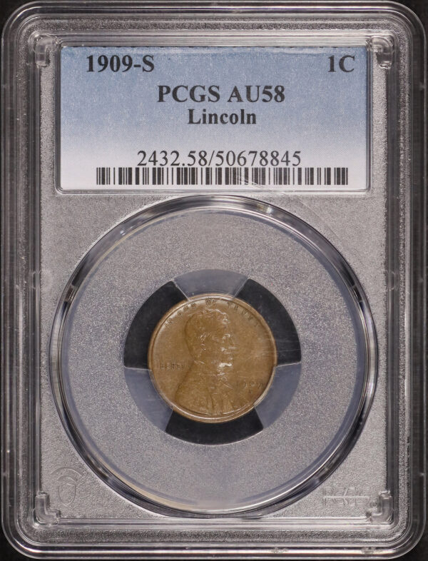 Obverse of this 1909-S Lincoln Cent Wheat Reverse PCGS AU-58 BN