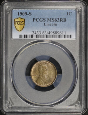 Obverse of this 1909-S Lincoln Cent Wheat Reverse PCGS MS-63 RB