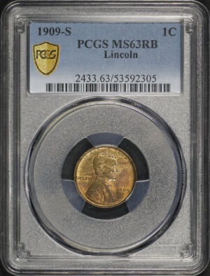 Obverse of this 1909-S Lincoln Cent Wheat Reverse PCGS MS-63 RB