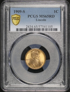 Obverse of this 1909-S Lincoln Cent Wheat Reverse PCGS MS-65 RD