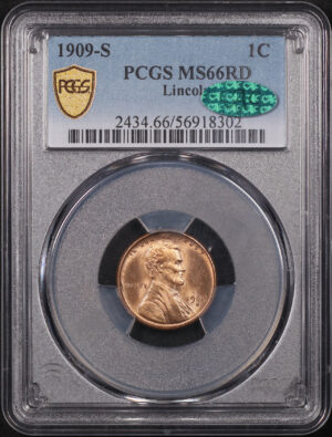 Obverse of this 1909-S Lincoln Cent Wheat Reverse PCGS MS-66 RD CAC