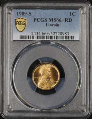 Obverse of this 1909-S Lincoln Cent Wheat Reverse PCGS MS-66+ RD