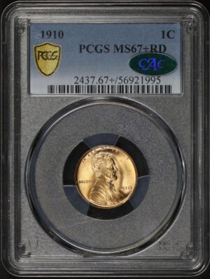 Obverse of this 1910 Lincoln Cent Wheat Reverse PCGS MS-67+ RD CAC