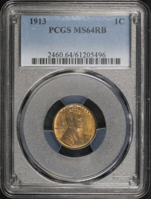 Obverse of this 1913 Lincoln Cent Wheat Reverse PCGS MS-64 RB