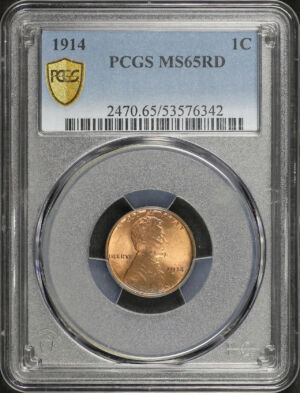 Obverse of this 1914 Lincoln Cent Wheat Reverse PCGS MS-65 RD