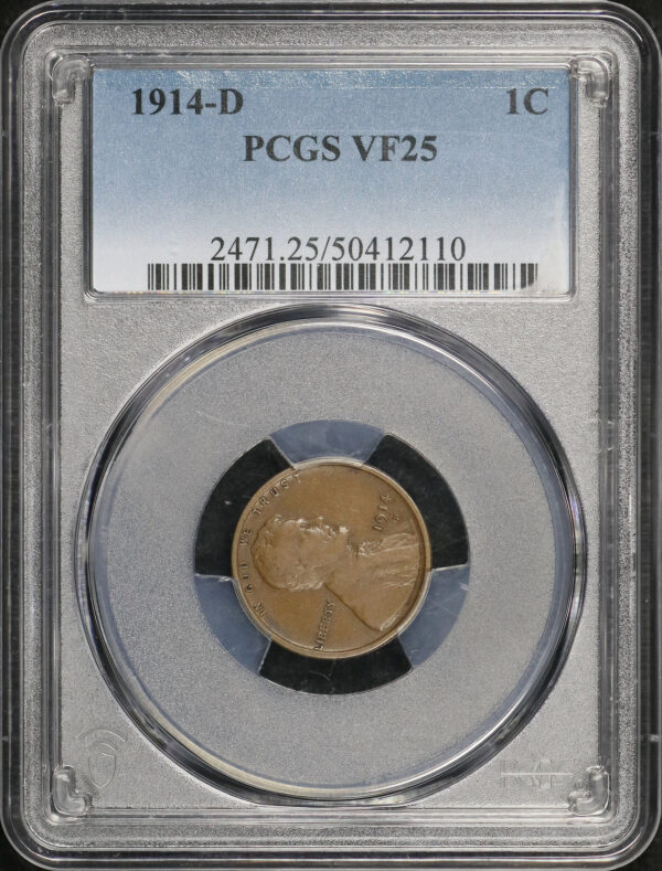 Obverse of this 1914-D Lincoln Cent Wheat Reverse PCGS VF-25 BN