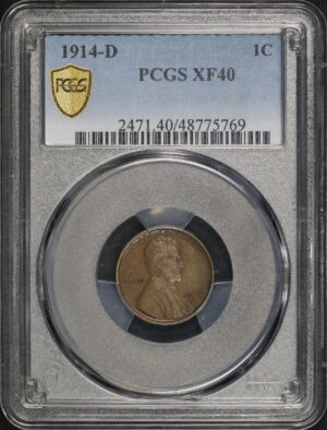 Obverse of this 1914-D Lincoln Cent Wheat Reverse PCGS XF-40 BN