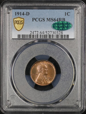 Obverse of this 1914-D Lincoln Cent Wheat Reverse PCGS MS-64 RB CAC