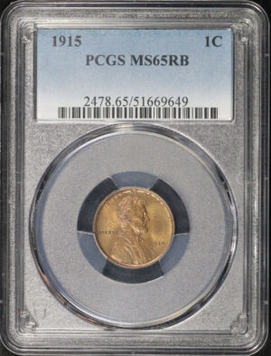 Obverse of this 1915 Lincoln Cent Wheat Reverse PCGS MS-65 RB