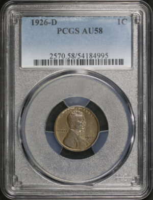 Obverse of this 1926-D Lincoln Cent Wheat Reverse PCGS AU-58 BN