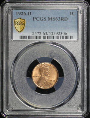 Obverse of this 1926-D Lincoln Cent Wheat Reverse PCGS MS-63 RD